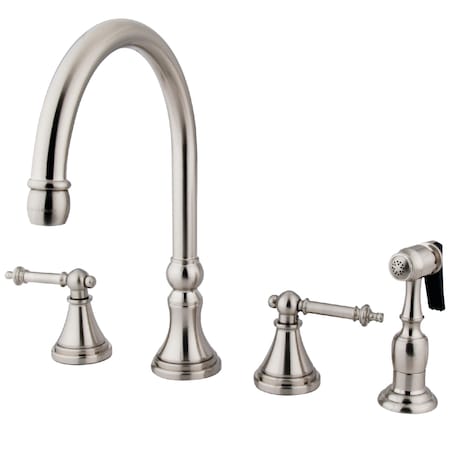 Kingston Brass Widespread Kitchen Faucet, Brushed Nickel KS2798TLBS